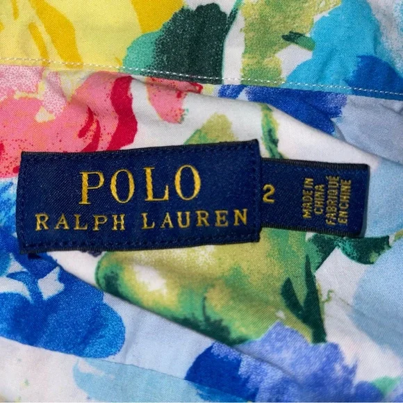 Polo Ralph Lauren Floral Tropical Multicolor 100% Cotton 2 Button Up Preppy - Picture 5 of 5